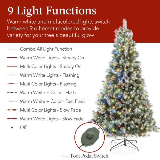estacional Best Choice Products Árbol de Navidad artificial de pino escocés esmerilado preiluminado soporte metálico08BN233