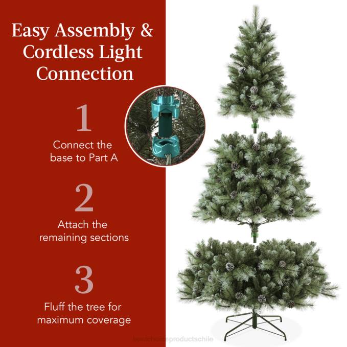 estacional Best Choice Products Árbol de Navidad artificial de pino escocés esmerilado preiluminado soporte metálico08BN234
