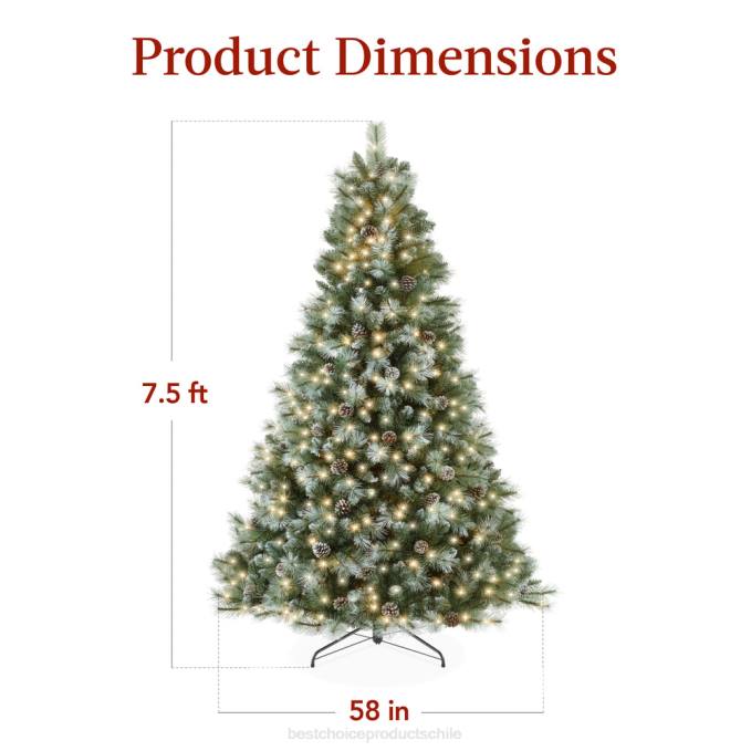 estacional Best Choice Products Árbol de Navidad artificial de pino escocés esmerilado preiluminado soporte metálico08BN234