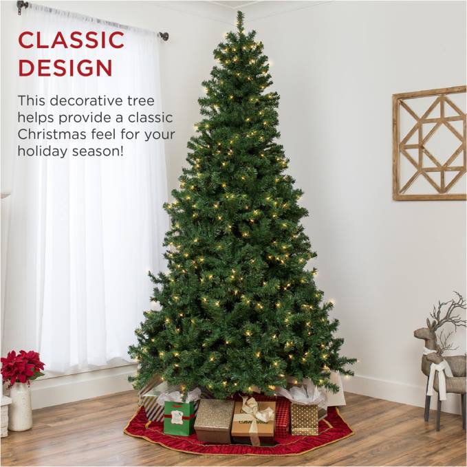 estacional Best Choice Products Árbol de Navidad de abeto artificial preiluminado con base de metal plegable belleza08BN25