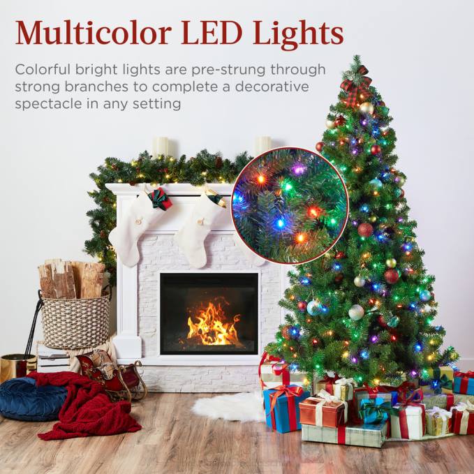 estacional Best Choice Products Árbol de Navidad de abeto artificial preiluminado con luces LED multicolores belleza08BN10