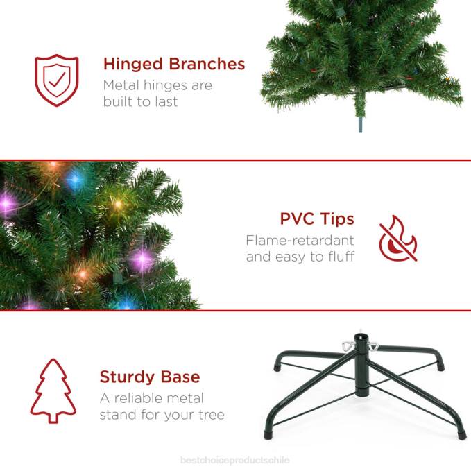 estacional Best Choice Products Árbol de Navidad de abeto artificial preiluminado con luces LED multicolores belleza08BN12