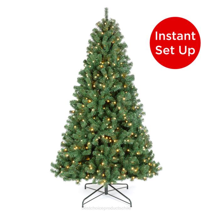 estacional Best Choice Products Árbol de Navidad de abeto artificial preiluminado instantáneo sin pelusas con ramas de memoria multicolor08BN131