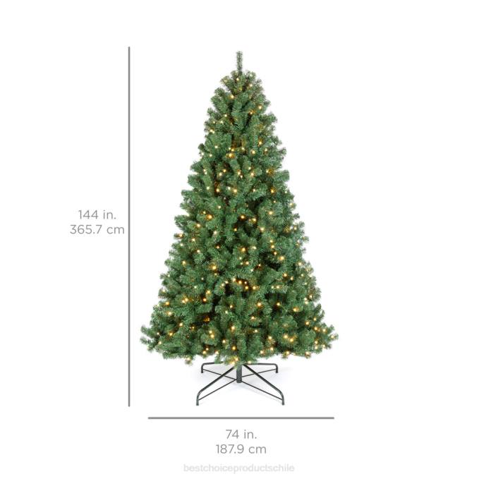 estacional Best Choice Products Árbol de Navidad de abeto artificial preiluminado instantáneo sin pelusas con ramas de memoria multicolor08BN131