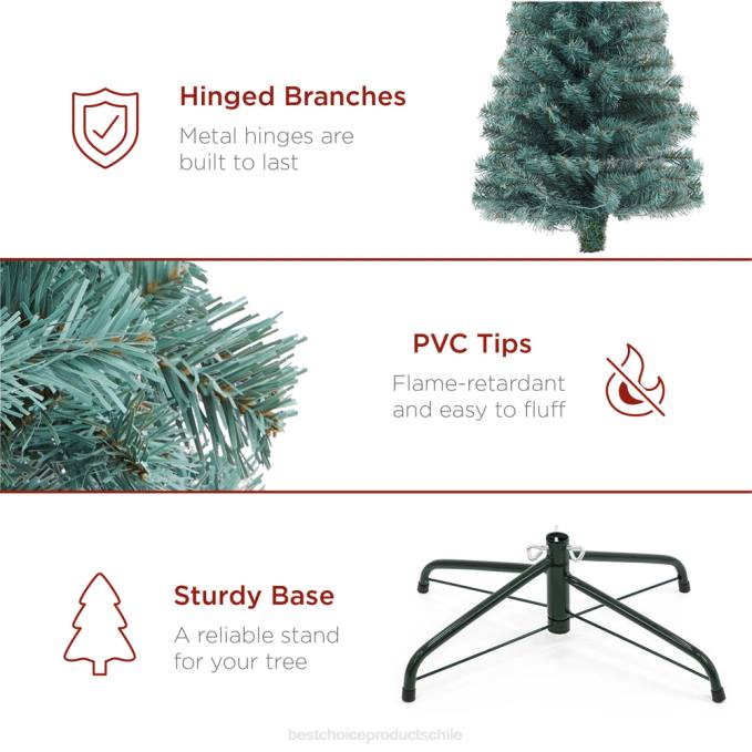 estacional Best Choice Products Árbol de Navidad de abeto azul preiluminado con base de metal, luces incandescentes belleza08BN201