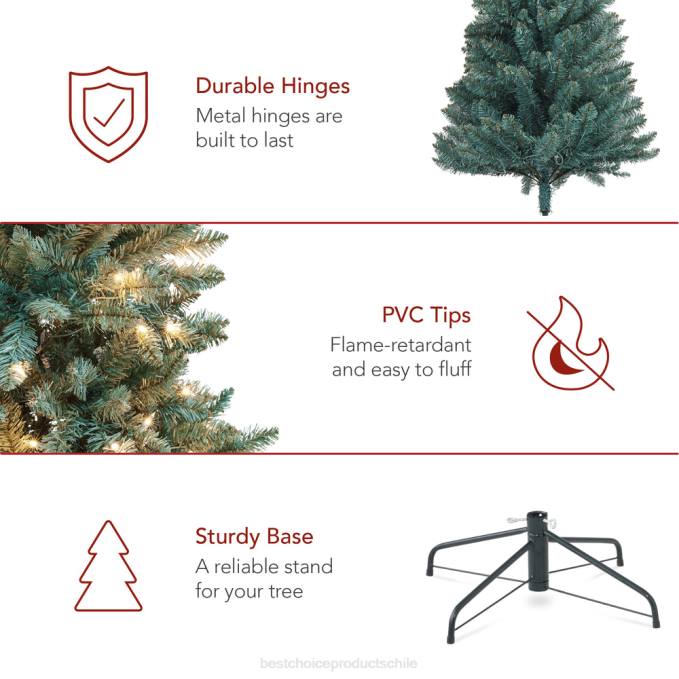 estacional Best Choice Products Árbol de Navidad de abeto azul preiluminado con base plegable y luces incandescentes belleza08BN51