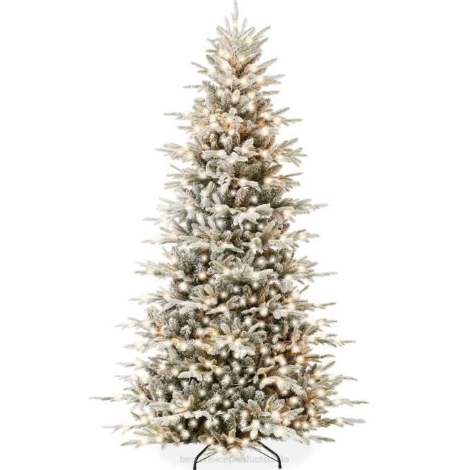 estacional Best Choice Products Árbol de Navidad de abeto noble de álamo temblón artificial flocado preiluminado soporte metálico08BN58