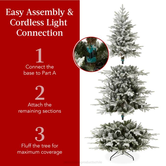 estacional Best Choice Products Árbol de Navidad de abeto noble de álamo temblón artificial flocado preiluminado soporte metálico08BN58