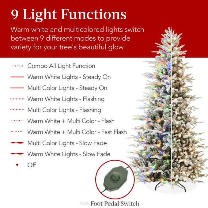 estacional Best Choice Products Árbol de Navidad de abeto noble de álamo temblón artificial flocado preiluminado soporte metálico08BN58