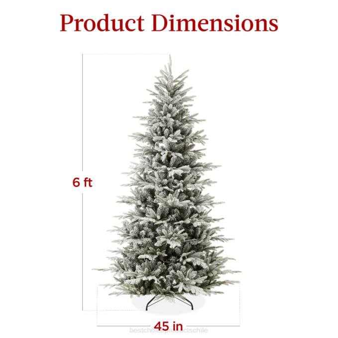 estacional Best Choice Products Árbol de Navidad de abeto noble de álamo temblón artificial flocado preiluminado soporte metálico08BN58