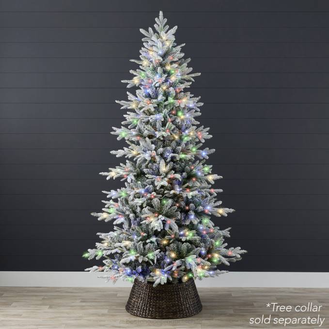 estacional Best Choice Products Árbol de Navidad de abeto noble de álamo temblón artificial flocado preiluminado soporte metálico08BN59