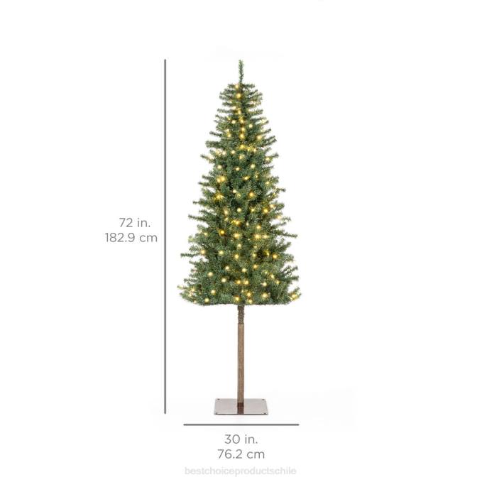 estacional Best Choice Products Árbol de Navidad de lápiz delgado alpino artificial preiluminado con luces LED y soporte belleza08BN148