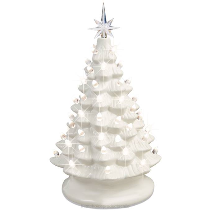 estacional Best Choice Products Árbol de Navidad de mesa de cerámica preiluminado con luces - 15 pulgadas blanco con luces blancas cálidas08BN215