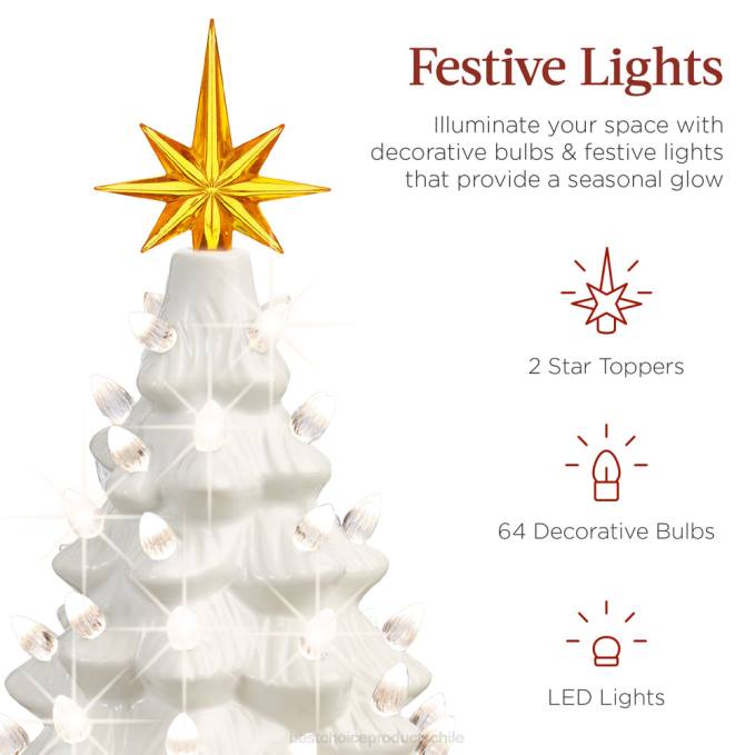 estacional Best Choice Products Árbol de Navidad de mesa de cerámica preiluminado con luces - 15 pulgadas blanco con luces blancas cálidas08BN215
