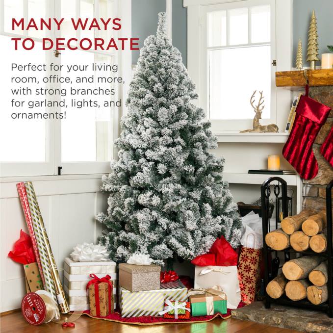 estacional Best Choice Products Árbol de Navidad de pino artificial con nieve preiluminada luces blancas cálidas08BN4