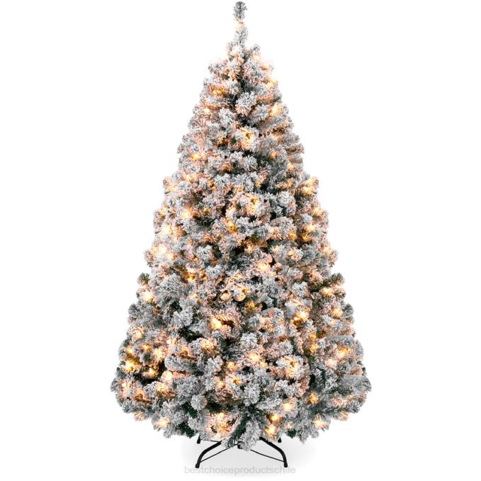 estacional Best Choice Products Árbol de Navidad de pino artificial con nieve preiluminada luces blancas cálidas08BN7
