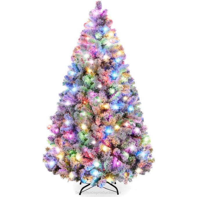estacional Best Choice Products Árbol de Navidad de pino artificial preiluminado con nieve y luces multicolores belleza08BN27