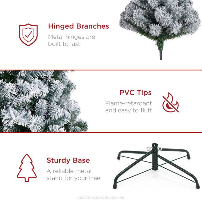 estacional Best Choice Products Árbol de Navidad de pino artificial preiluminado con nieve y luces multicolores belleza08BN29