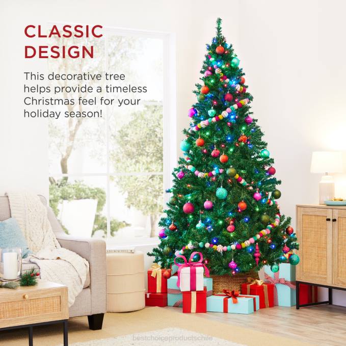 estacional Best Choice Products Árbol de Navidad de pino artificial preiluminado de primera calidad con 1000 puntas y 250 luces LED. multicolor08BN41