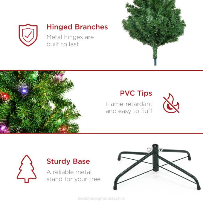 estacional Best Choice Products Árbol de Navidad de pino artificial preiluminado de primera calidad con 1000 puntas y 250 luces LED. multicolor08BN41