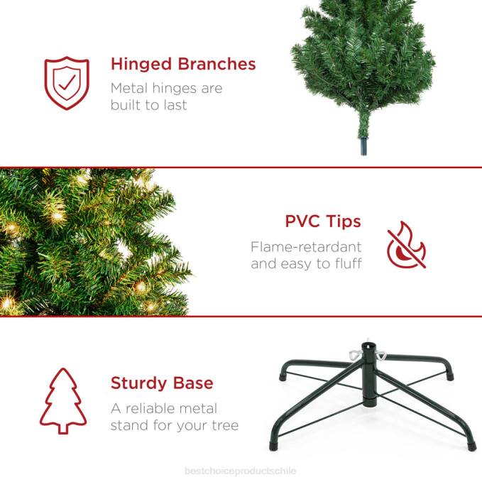 estacional Best Choice Products Árbol de Navidad de pino artificial preiluminado de primera calidad con 1000 puntas y 250 luces. blanco08BN9