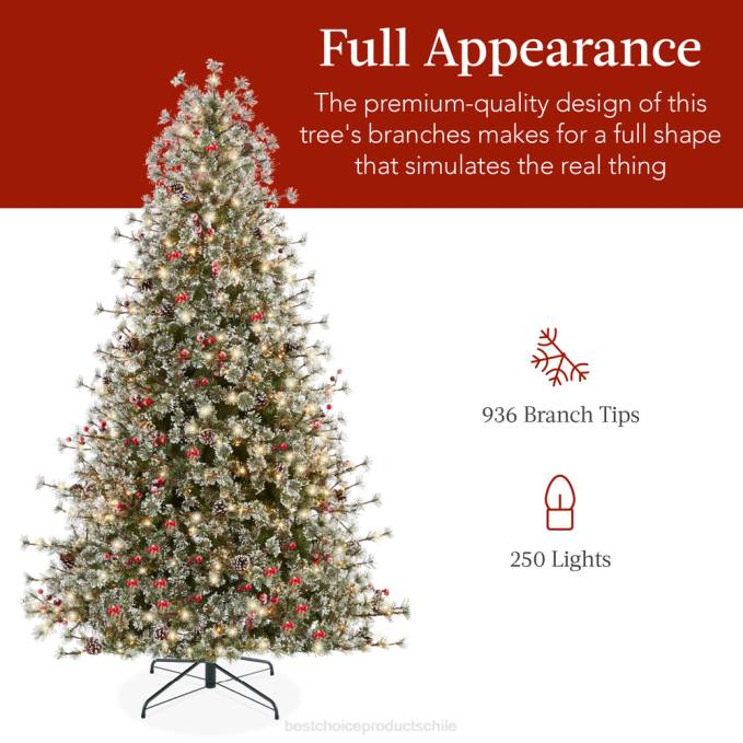 estacional Best Choice Products Árbol de Navidad de pino de cachemira artificial semi-iluminado y preiluminado soporte metálico08BN42