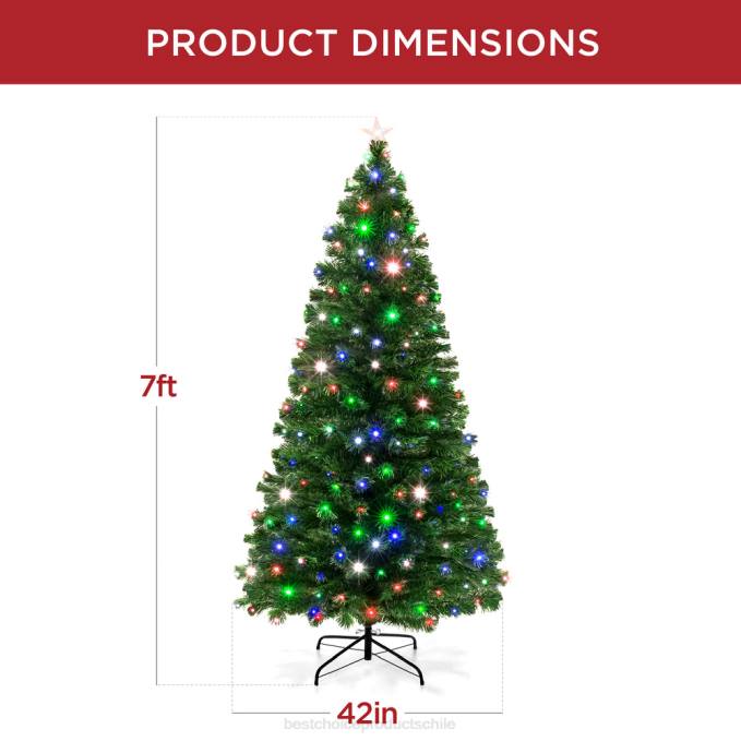 estacional Best Choice Products Árbol de Navidad de pino de fibra óptica preiluminado con luces multicolores y LED. belleza08BN100