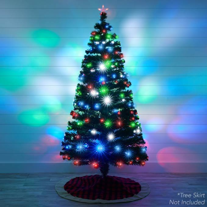 estacional Best Choice Products Árbol de Navidad de pino de fibra óptica preiluminado con luces multicolores y LED. belleza08BN101