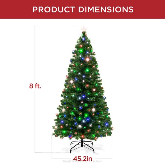 estacional Best Choice Products Árbol de Navidad de pino de fibra óptica preiluminado con luces multicolores y LED. belleza08BN101