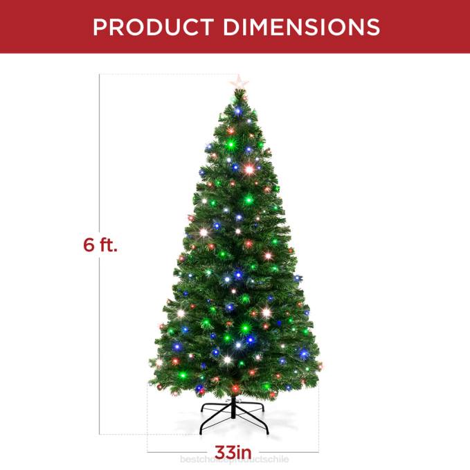 estacional Best Choice Products Árbol de Navidad de pino de fibra óptica preiluminado con luces multicolores y LED. belleza08BN99
