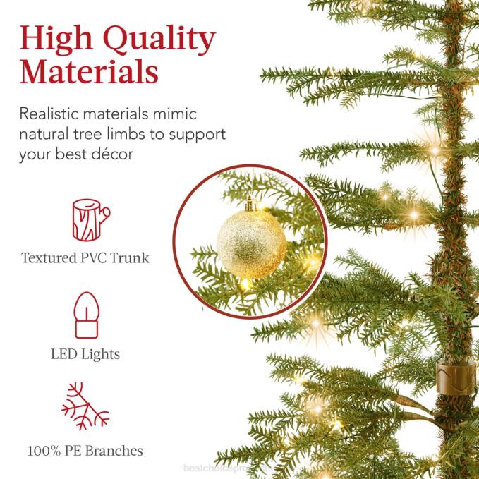 estacional Best Choice Products Árbol de Navidad disperso preiluminado con luces LED 2 en 1, conexión inalámbrica belleza08BN86