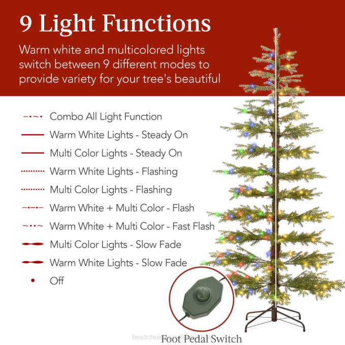 estacional Best Choice Products Árbol de Navidad disperso preiluminado con luces LED 2 en 1, conexión inalámbrica belleza08BN87