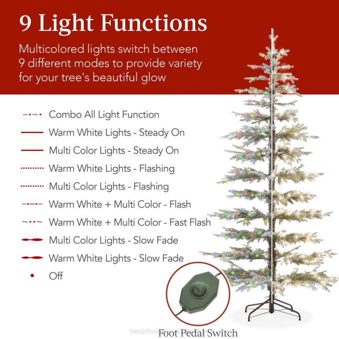 estacional Best Choice Products Árbol de Navidad flocado disperso preiluminado con LED 2 en 1, conexión inalámbrica belleza08BN90