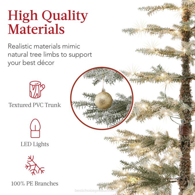 estacional Best Choice Products Árbol de Navidad flocado disperso preiluminado con LED 2 en 1, conexión inalámbrica belleza08BN92