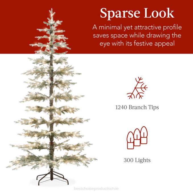 estacional Best Choice Products Árbol de Navidad flocado disperso preiluminado con LED 2 en 1, conexión inalámbrica belleza08BN92