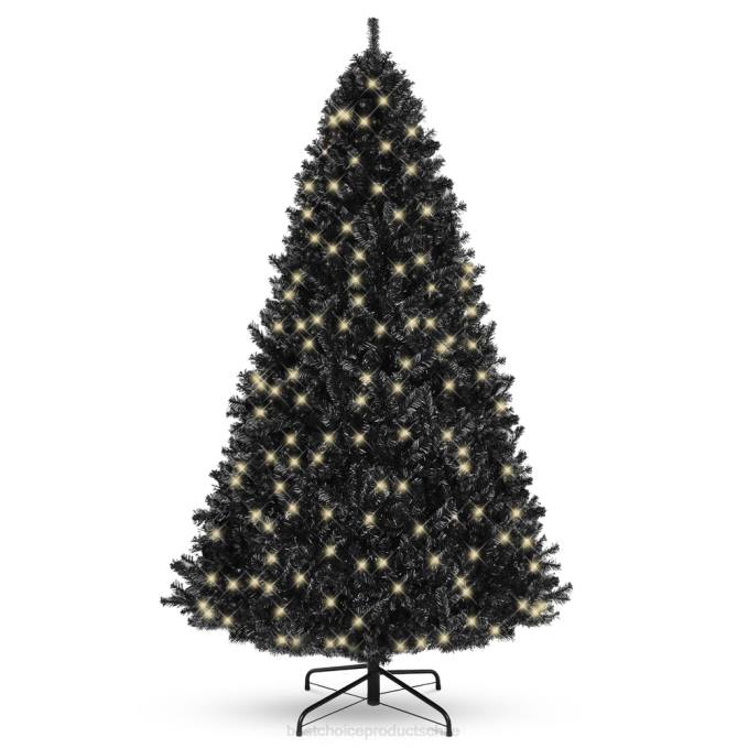 estacional Best Choice Products Árbol de Navidad negro artificial preiluminado con luces incandescentes. soporte metálico08BN110
