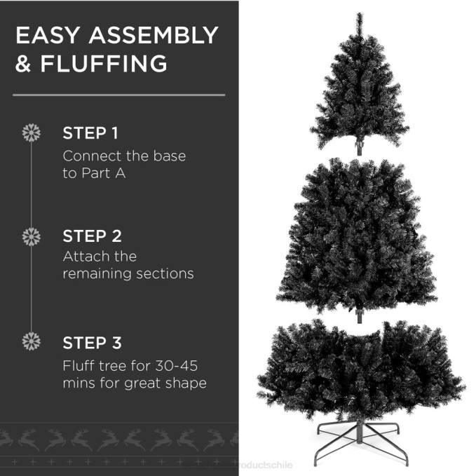 estacional Best Choice Products Árbol de Navidad negro artificial preiluminado con luces incandescentes. soporte metálico08BN110