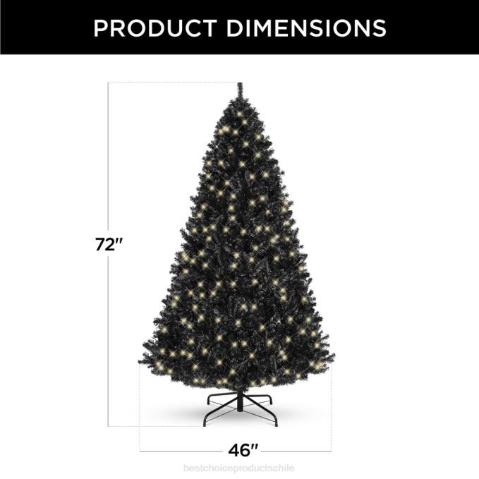 estacional Best Choice Products Árbol de Navidad negro artificial preiluminado con luces incandescentes. soporte metálico08BN110