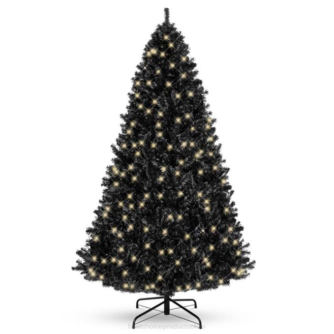 estacional Best Choice Products Árbol de Navidad negro artificial preiluminado con luces incandescentes. soporte metálico08BN111