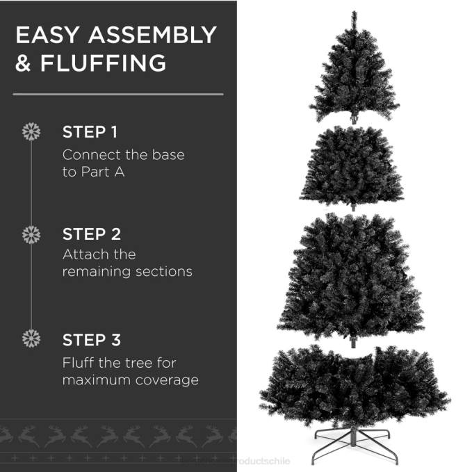 estacional Best Choice Products Árbol de Navidad negro artificial preiluminado con luces incandescentes. soporte metálico08BN112