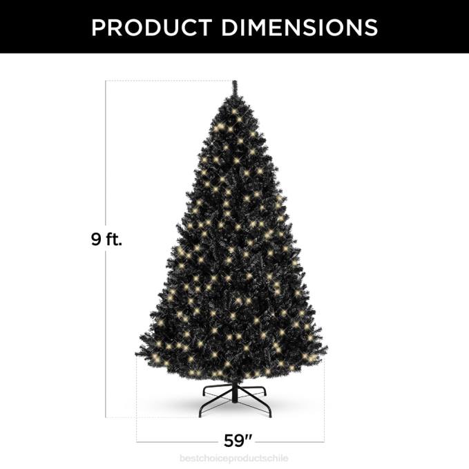 estacional Best Choice Products Árbol de Navidad negro artificial preiluminado con luces incandescentes. soporte metálico08BN112