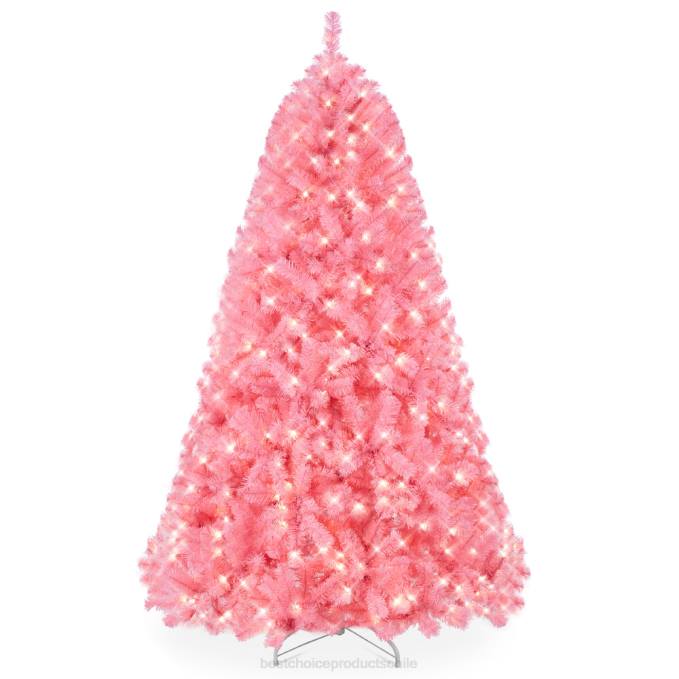 estacional Best Choice Products Árbol de Navidad rosa artificial preiluminado con luces incandescentes soporte metálico08BN174