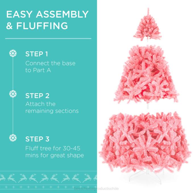 estacional Best Choice Products Árbol de Navidad rosa artificial preiluminado con luces incandescentes soporte metálico08BN174