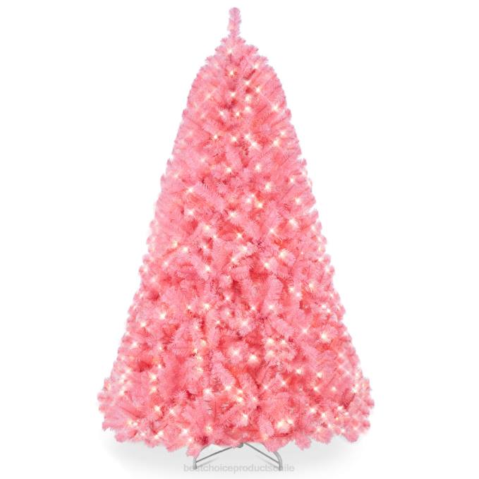 estacional Best Choice Products Árbol de Navidad rosa artificial preiluminado con luces incandescentes soporte metálico08BN175