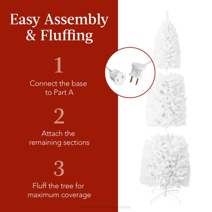 estacional Best Choice Products Árbol de Navidad tipo lápiz blanco preiluminado con base de metal, luces incandescentes belleza08BN256