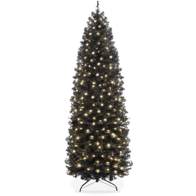 estacional Best Choice Products Árbol navideño de lápiz artificial negro preiluminado belleza08BN160