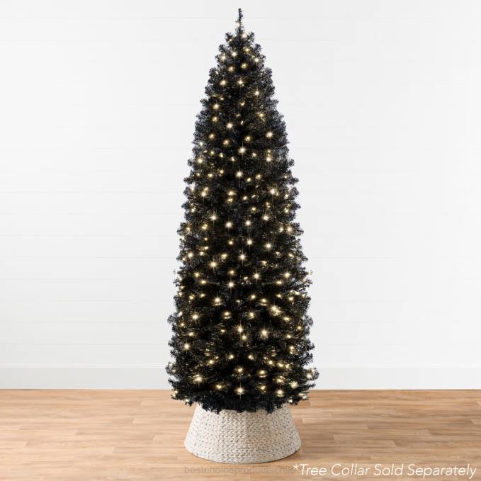 estacional Best Choice Products Árbol navideño de lápiz artificial negro preiluminado belleza08BN162