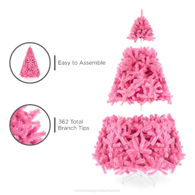 estacional Best Choice Products Árbol de Navidad de abeto artificial rosa con soporte plegable belleza08BN190