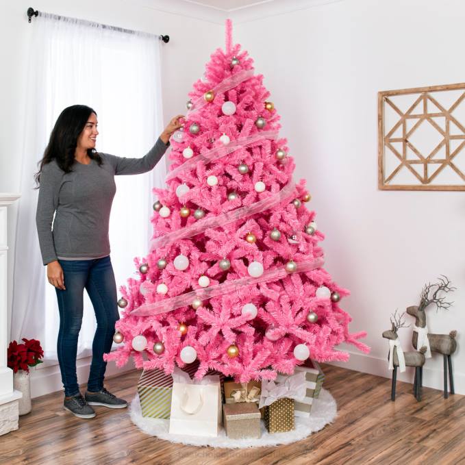 estacional Best Choice Products Árbol de Navidad de abeto artificial rosa con soporte plegable belleza08BN191