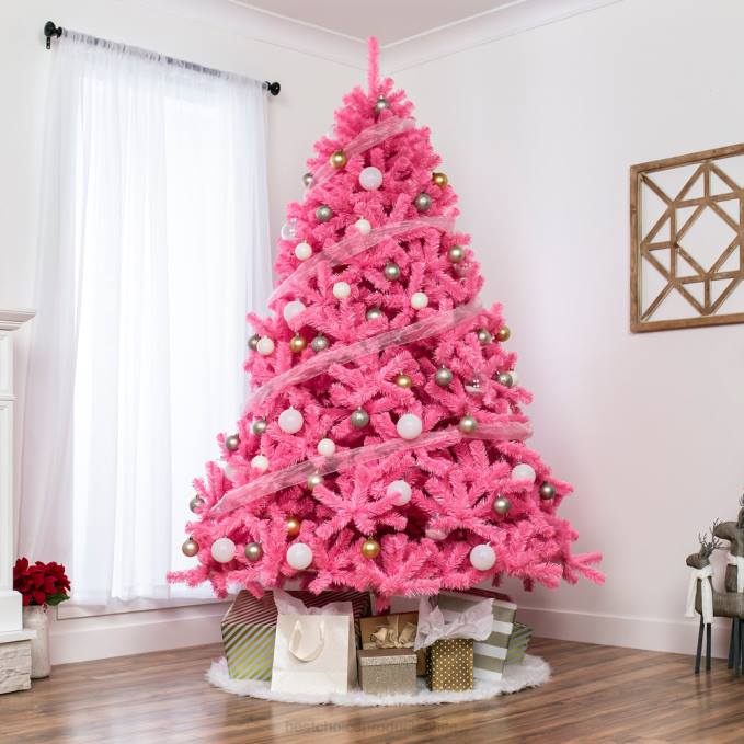estacional Best Choice Products Árbol de Navidad de abeto artificial rosa con soporte plegable belleza08BN192